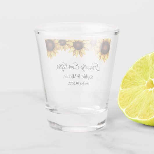 Zonnebloem Waterverf Geel Wit Shot Glas (Achterkant)