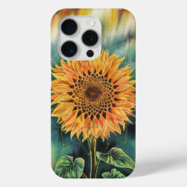 Zonnebloem Waterverf onder het noorderlicht iPhone 15 Pro Case