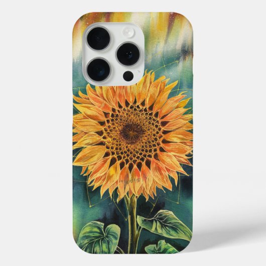 Zonnebloem Waterverf onder het noorderlicht Case-Mate iPhone Case (Achterkant)