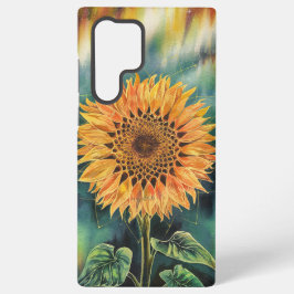 Zonnebloem Waterverf onder het noorderlicht Samsung Galaxy Hoesje