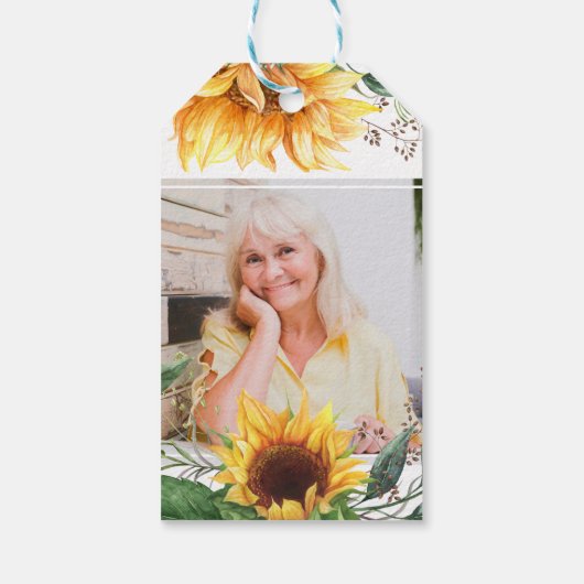 Zonnebloem Waterverf Pakketherkenning Cadeaulabel (Achterkant)