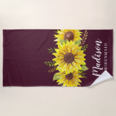 Zonnebloem Waterverf Rode bruidsschat Strandlaken (Voorkant)