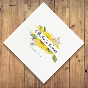 Zonnebloem Waterverf Roze Bloemen Baby shower Napk Servet