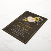 Zonnebloem Waterverf rustieke hart bruiloft Folie Uitnodiging (Gedraaid)