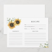 Zonnebloem Waterverf Vrijgezellenfeest Recept Kaar Informatiekaartje (Voorkant / Achterkant)