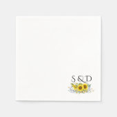 Zonnebloem waterverf wilde bloem monogram bruiloft servet (Voorkant)