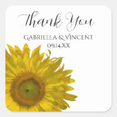Zonnebloem Weddenschap Hartelijk dank Vierkante Sticker (Voorkant)