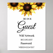 Zonnebloem Wees onze gast WiFi Trouwbord Poster (Voorkant)