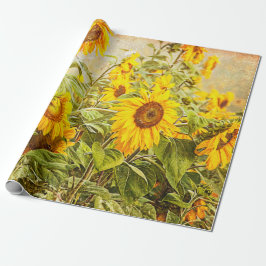 Zonnebloem Weiblad Geel Antiek Cadeaupapier