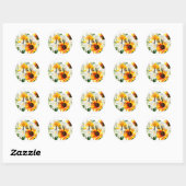 Zonnebloem & White Rose Monogram Dank u - Wit Ronde Sticker (Vel)