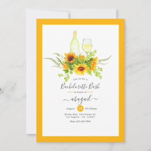 Zonnebloem Wijn Bachelorette Extravaganza Kaart (Voorkant)