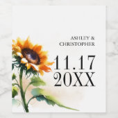 Zonnebloem Wijn Label  Wijn Etiket (Enkel label)