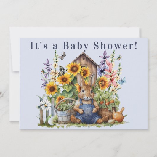 Zonnebloem Wildflower Tuin Konijn Baby shower Kaart (Voorkant)