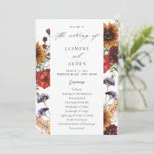 Zonnebloem & Wildflowers Floral Wedding Program Kaart (Staand voorkant)