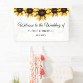 Zonnebloem Wit Geel Eenvoudig Spandoek (Insitu)