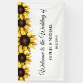 Zonnebloem Wit Geel Eenvoudig Spandoek (Verticaal)