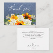 Zonnebloem & Witte Bloemen Jean 2B Klein Dank u Notitiekaartje (Voorkant / Achterkant)