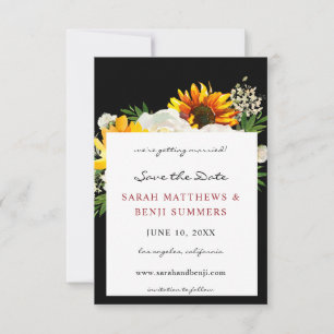 Zonnebloem & Witte Bloemenkunst Zigeuner Opslag Da Save The Date