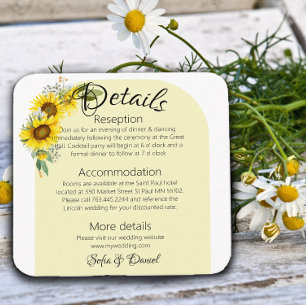 Zonnebloem witte daisy boog elegante foto informatiekaartje