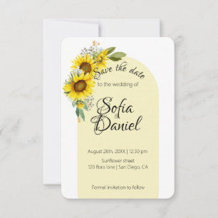 Zonnebloem witte daisy boog elegante foto save the date