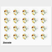 Zonnebloem & Witte Rijen Dank u - Wit 2 Ronde Sticker (Vel)
