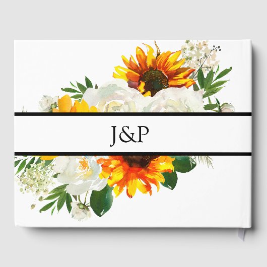 Zonnebloem & Witte Roos Artistieke Bloemstukken Gastenboek (Achterkant)