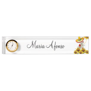 Zonnebloem Witte Teddy Bear Desk Naambordje