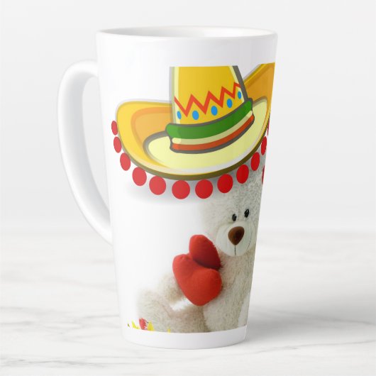 Zonnebloem Witte Teddy Bear Latte Mok (Linkerhoek)