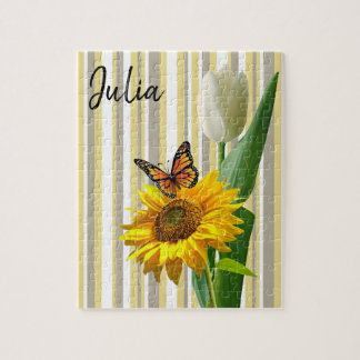 Zonnebloem Witte Tulp Butterfly Puzzles Legpuzzel
