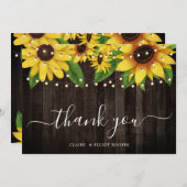 Zonnebloem Wood Weddenschap Hartelijk dank Bedankkaart (Voorkant / Achterkant)