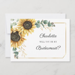 Zonnebloem Word Mijn Bruidsmeisje Kaart