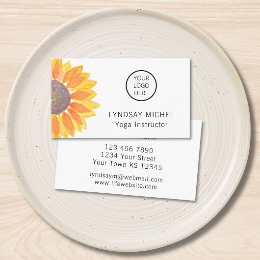 Zonnebloem Yoga Instructeur Logo Visitekaartje