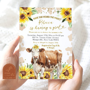 Zonnebloem Zomer Boerderij Meisje Baby Shower Kaart