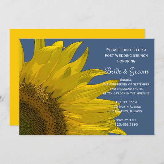Zonnebloem zomer bruiloft brunch in gele tuin kaart (Voorkant / Achterkant)