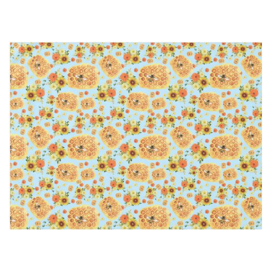 Zonnebloem Zomnebloem Zomende honingbijen en honin Tafelkleed (Voorkant (Horizontaal))