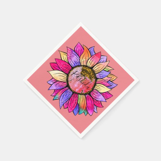 Zonnebloem Zomroze en Paars Servet (Hoek)