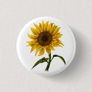 Zonnebloem Zonnebloemen Waterverf Bloem Ronde Button 3,2 Cm