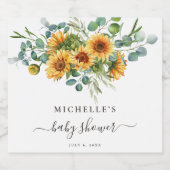 Zonnebloem Zonneschijn Herfst Baby shower Sparkling Wijnetiket (Enkel label)