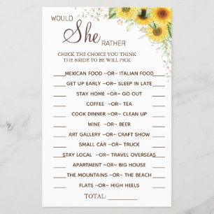 Zonnebloem zou ze liever een douchespelkaart hebbe flyer