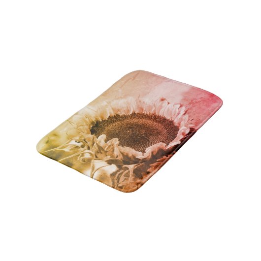 Zonnebloem, zwart en wit, vervormd,  badmat (Gekanteld)