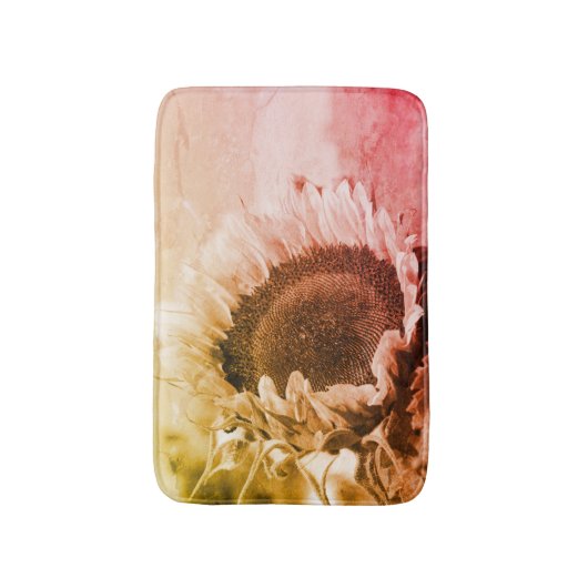 Zonnebloem, zwart en wit, vervormd,  badmat (Voorkant Verticaal)