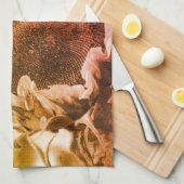 Zonnebloem, zwart en wit, vervormd,  theedoek (Quarter Fold)