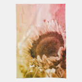 Zonnebloem, zwart en wit, vervormd,  theedoek (Verticaal)