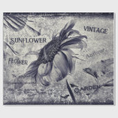 Zonnebloem zwart en witte ephemera textuur cadeaupapier (Vlak)