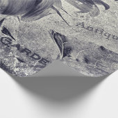 Zonnebloem zwart en witte ephemera textuur cadeaupapier (Hoek)