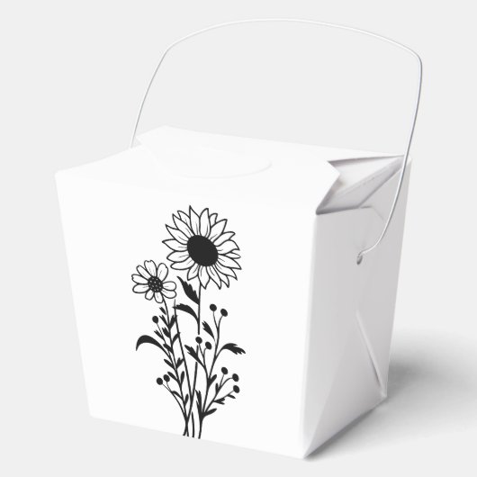 Zonnebloem Zwart Wit Bloemen Trouwfeest Bedankdoosjes (Voorkant)
