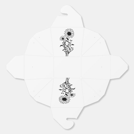 Zonnebloem Zwart Wit Bloemen Trouwfeest Bedankdoosjes (Ongevouwen)