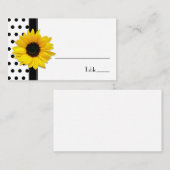 Zonnebloem Zwart Wit Polka Dot Bruiloft Plaats Kaa Plaatskaartje (Voorkant / Achterkant)