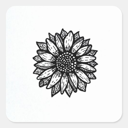 Zonnebloem zwart-witte Sticker (Voorkant)
