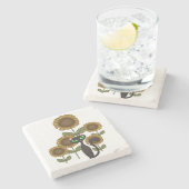 Zonnebloem Zwarte Kat Stenen Onderzetter (Zijkant)